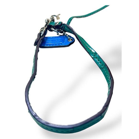 Coach Signature Khaki Green Trim Canvas Wristlet Purse Clutch Turnlock - Picture 5 of 9